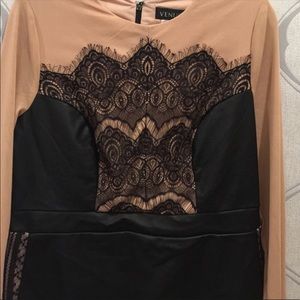 Venus tan and black lace dress